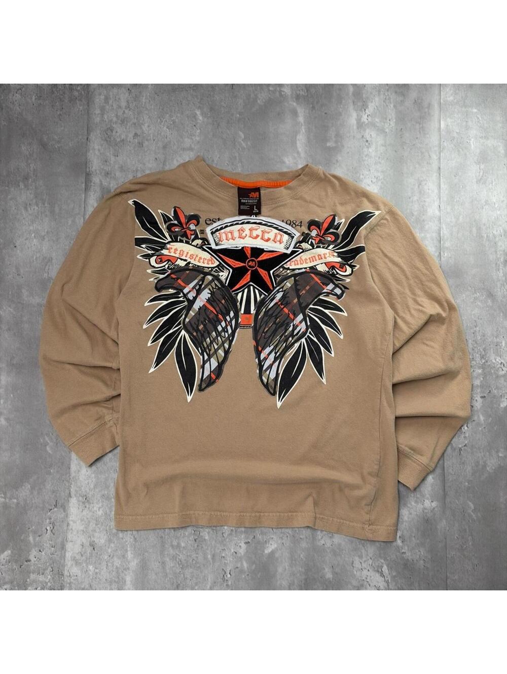 Y2K Brown Mecca Grunge Gothic Skater Long Sleeve Shirt